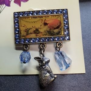 Easter Pin w/ Bunny & Bead Accents